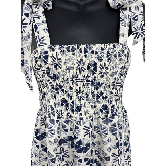 Sam Edelman Women Dress Size 0 Smock Tier Maxi Dress Navy White Abstract NWT New - Picture 4 of 9